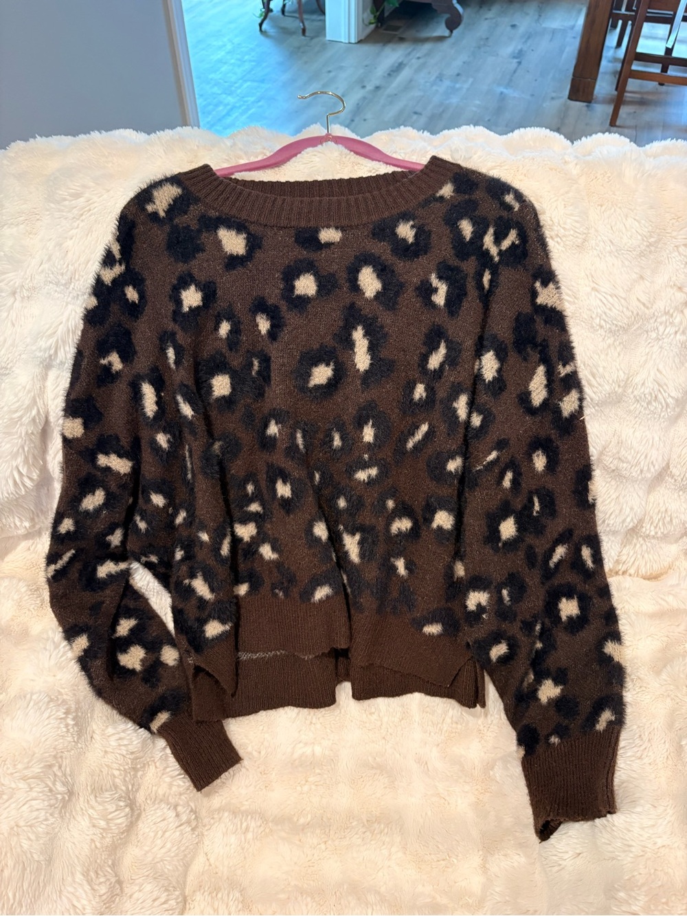 Aeropostale Brown Leopard Print Crewneck Sweater